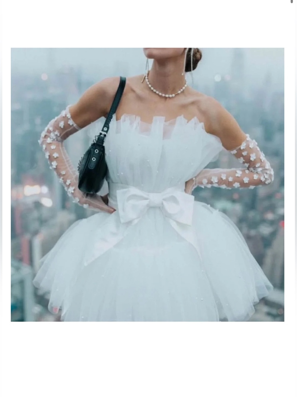 Untamed Petals by Amanda Judge White Strapless Tulle Party Dress
